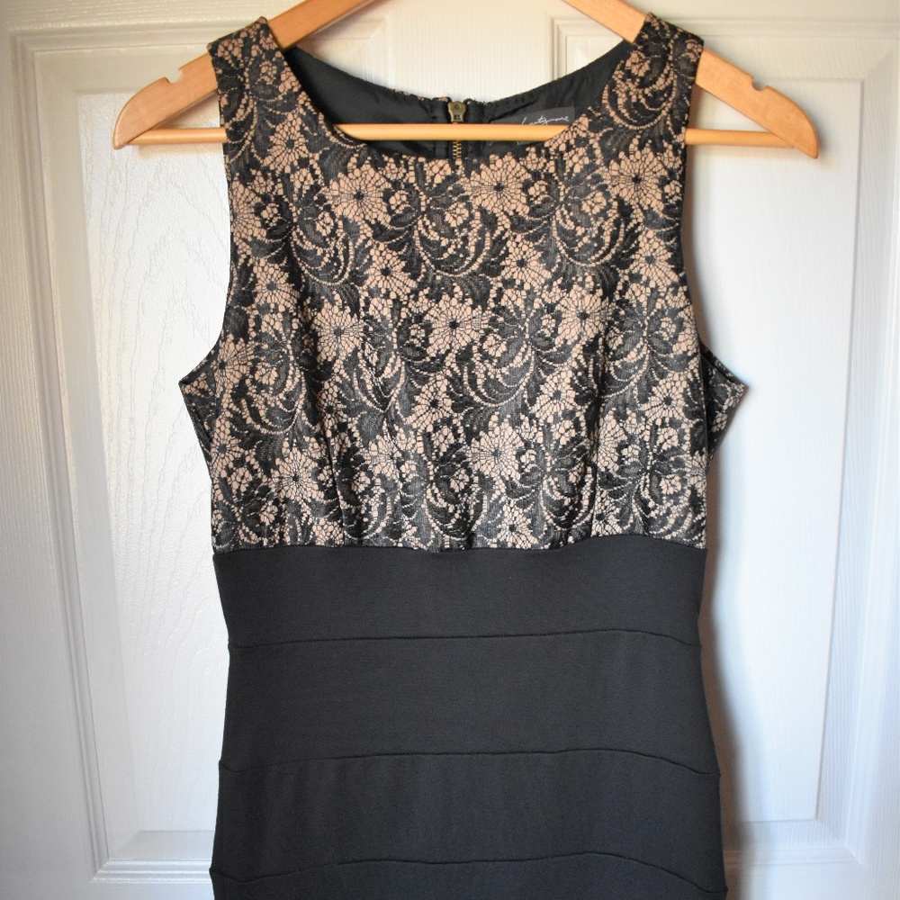 Black and Tan floral Bodycon style dress